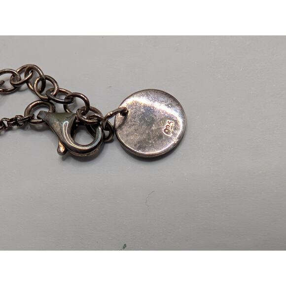 Signed Talbots Rose Quartz 925 Sterling Silver Necklace Size 16” Tarnished - Picture 4 of 5